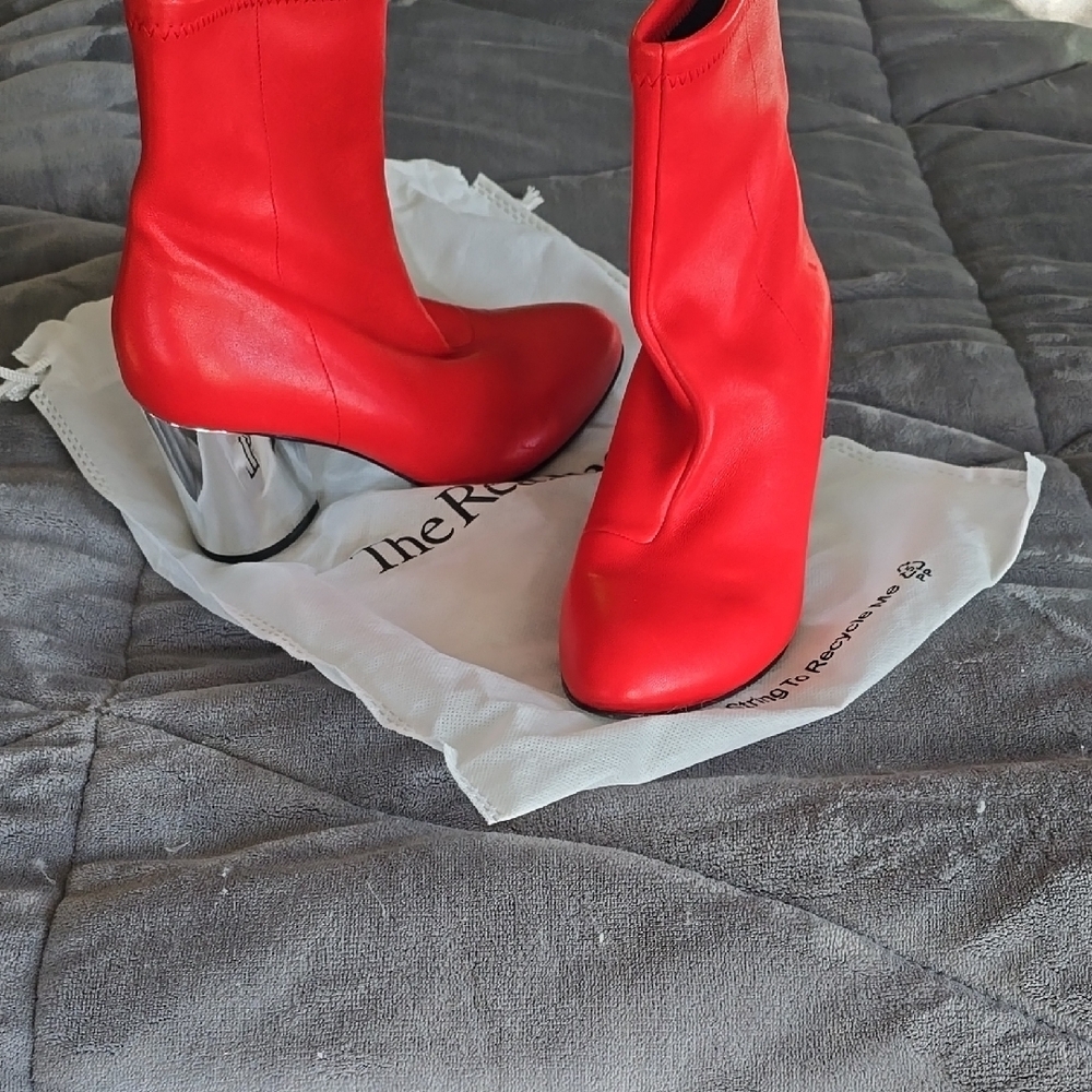 Opening Ceremony Red and Silver Booties Size 7